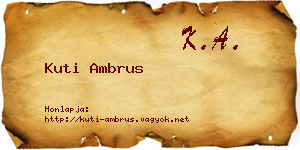 Kuti Ambrus névjegykártya